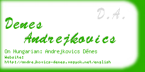 denes andrejkovics business card